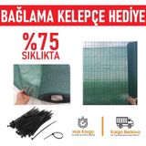 %75'Lik Gölgelik File - Bahçe Çit Filesi - Kelepçeli - Yeşil