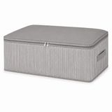 75x40x20 cm Yatak Altı Hurç Düzenleyici, Sağlam Taşıma Kulplu Fermuarlı Saklama Hurcu, Çizgili Dayanıklı Kumaş Hurç, Yorgan Battaniye Nevresim Saklama Kutusu (1, Gri)