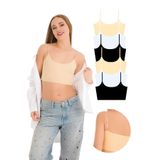777 İnce Askılı Lazer Kesim 6'lı Crop Büstiyer Paketi, V3- SİYAHx2,BEYAZx2,TENx2, M