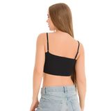 777 İnce Askılı Lazer Kesim 6'lı Crop Büstiyer Paketi, V4- Siyah x6, L