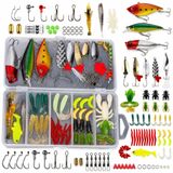 78 Parça Balıkçılık Yem Seti, Rapala Jig Sahte Olta Yemi ve Aksesuar Kutusu, 3D Gözlü Popper Minnow VIB Spinner Kaşık Kurbağa Karides Solucan Levrek Turna Alabalık Somon İçin Premium Balıkçı Seti