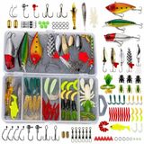 78 Parça Balıkçılık Yem Seti, Rapala Jig Sahte Olta Yemi ve Aksesuar Kutusu, 3D Gözlü Popper Minnow VIB Spinner Kaşık Kurbağa Karides Solucan Levrek Turna Alabalık Somon İçin Premium Balıkçı Seti