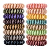 79STYLE 30 adet Saç Bağları Spiral Bobin Saç Bağları Kırışıksız Traceless Bobin Saç Toplu Scrunchies At Kuyruğu Tutucu Plastik Telefon Kablosu İnce Kalın Kıvırcık Saçlar İçin Saç Bağları (Klasik 15 Renk - Mini Boyut)