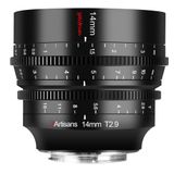 7artisans 14 mm T2.9 Geniş Diyaframlı, 270°Odak İnme, Tam Çerçeve 114°Ultra Geniş Açılı Spektrum Sineması Sony A7 Serisi A7R A75 A7SII A9 A7C A1 ile Uyumlu, Siyah