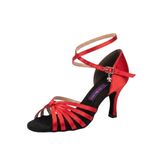 7Bant Saten-Deri-Süet Latin-Salsa-Tango Dans Ve Salon Ayakkabı 8,5 Cm 13 Pont Kadeh Model Kapalı Tpk