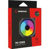 7C-120S 120*120*25mm Çift Halkalı Aynalı ARGB Siyah Kasa Fanı