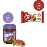 7Days Kakaolu Fındık Kremalı Kruvasan 60g - 24 Adet & Milka Sürülebilir Çikolata 250g - 6 Adet - 350 gr