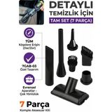 7go 7gab-03 Araç Içi Süpürge Yedek Aparat Seti 7 Parça – Uyumlu Başlık Seti, Detay Temizlik Aksesuar Kiti - Siyah