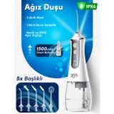7GO 7GMF1 Şarjlı Ağız Duşu (Water Flosser) – 300ml Su Haznesi, 5 Başlıklı IPX6 Su Geçirmez Diş Temiz