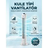 7go 7gtf1 30 Inç Kule Tipi Vantilatör | 45W Güçlü Motor, 3 Kademeli Hız, Salınımlı, Zamanlayıcılı Tower Fan - Beyaz