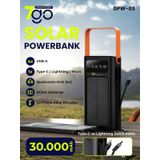 7go Gpw-03 30.000mah Solar Powerbank 4xusb-a, Qualcomm 3.0 Hızlı Şarj, Dahili Lightning & Usb-c Ka Siyah