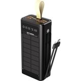 7go Gpw-09 30000MAH Güneş Enerjili Powerbank | Pd 22.5W Hızlı Şarj | Dahili Type-C & Lightning Kablo | LCD Dijital Ekran | 4 USB Çıkış - Siyah