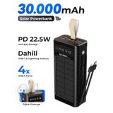 7go Gpw-09 30000mah Güneş Enerjili Powerbank Pd 22.5w Hızlı Şarj Dahili Type-c & Lightning Kablo Siyah