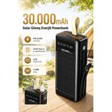 7GO GPW-09 30000mAh Güneş Enerjili Powerbank | PD 22.5W Hızlı Şarj | Dahili Type-C & Lightning Kablo