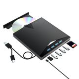 7in1 Harici DVD Sürücü, 4 USB Bağlantı Noktalı ve TF/SD Kart Yuvalı Dizüstü Bilgisayar için Harici DVD Oynatıcı, PC için Taşınabilir CD ROM Harici Sürücü, MacBook Windows 7/8/10/11 Linux Mac OS için