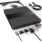 7in1 Harici USB 3.0 ve Type-C Dvd-Rom Dvd-Rw Optik Sürücü, USB ve Type C Kablolu, Pc, Tablet, DVD Player, Desenli Tasarım Ultra Slim CD Rom Okuyucu CV540 - Ahşap