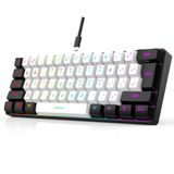 7KEYS %60 Mini Oyun Klavyesi Kablolu, 61 Tuşlu Sevimli Klavye, RGB Klavye Aydınlatmalı 25 Tuşlu Gölgelenme Önleyici Mekanik Hissi, Taşınabilir Ultra Kompakt 61 Tuşlu Siyah ve Beyaz, Ofis