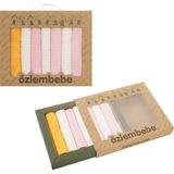 7'li %100 Pamuklu Bebek Ağız Silme Mendili (Hediye Paketi Yapılır) - Yenidoğan - Pembe - Beyaz