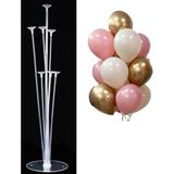 7'li Balon Standı ve 10 Adet Krom Gold, Kum ve Pembe Balon Set - Altın - Pembe