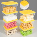7'li Derin Mikrodalga Uyumlu Organizer Set Düzenleyici Gıda Erzak Saklama Kabı 1100ML Sarı