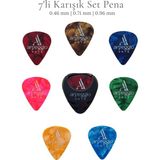 7’li Gitar Pena Seti | Selüloid | 0.46 - 0.71 - 0.96 mm | Karışık Renk | Pena Şarjörü Hediye! - 7'li Set Pena