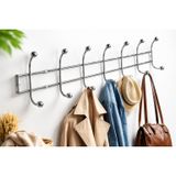 7'li Metal Duvar Askılığı 55 cm, Gümüş Mont ve Çanta Askısı