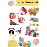 7'li Set : Kedi Ponpon Top , Sarma Top , Olta , 3'lü Mini Top , Çıngıraklı Top