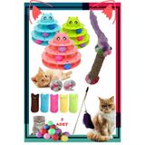 7'li Set:kedi Nanesi Kokulu Peluş Oyuncak,3 Katlı Oyuncak , Olta , 3'lü Mini Top , Tırmalama Oyuncak