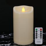 7LinRay Uzaktan ve Zamanlayıcılı 8 "x 4" Açık Su Geçirmez Alevsiz Mumlar, Büyük Sütun Pille Çalışan Fenerler için Titreyen LED Mumlar, 1000 Saat, Fildişi Plastik, Tek