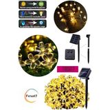 7metre 30 LED Çiçek Solar Lamba Güneş Enerjili Sarı Işık Iç ve Dış Mekan Bahçe Aydınlatma Solar LED - Sarı - Gün Işığı