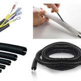 7mm Kablo Tesisat Gizleme Düzenleme Spiral Yarıklı Hortum Siyah Renk (5 Metre)