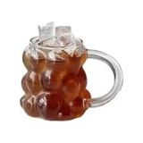 7Numara 57855210131195680184975 Yeni Nesil 350 Ml Üzüm Tasarımlı Bubble Borosilikat Cam Soğuk Kahve, Latte, Meşrubat Kupa Bardağı 1 Adet - 2430 Açık Kırmızı