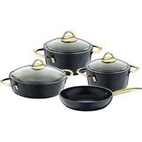 7pcs Granit Diamond Çelik Tencere Seti Cam Kapak 3019G.SYH - Çok Renkli
