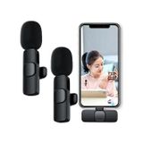 7ryms 126659336 Type-C 2 Adet Mikrofonlu Tek Alıcılı Kablosuz Cep Telefonu İçin Usb C Girişli Gürültü Önleyicili Profesyonel Dış Mekan Vlog Canlı Yayın Youtuber Yaka Mikrofonu Siyah