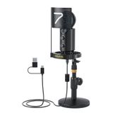 7RYMS USB-Mikrofon Kondansatör Oyun Mikrofonu, 192 kHz/24 bit Bant Sessiz Mikrofon PC için Masa Standı, Pop Filtresi, ASMR Akışı için, Bilgisayar, Telefon, PS4/PS5 (SR-AU01-K2) için
