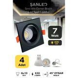 7W Sıva Altı Oynar Başlık Gu10 Siyah Kasa Gün Işığı Led Spot Lamba 4 Adet