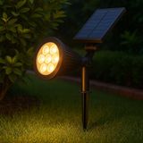 7W Solar LED Bahçe Armatürü 3200K Günışığı – Güneş Enerjili Kazıklı & Duvar Montajlı Çim Aydınlatma Lambası – 7 LED, IP65, 90 Lümen, 140x270x95 mm