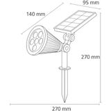 7W Solar Led Bahçe Armatürü 6400K Beyaz Işık – Güneş Enerjili Kazıklı & Duvar Montajlı Çim Aydınlatma Lambası – 7 Led, Ip65, 90 Lüme