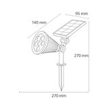 7W Solar LED Bahçe Armatürü Işık – Güneş Enerjili Kazıklı & Duvar Montajlı Çim Aydınlatma Lambası – 7 Led, IP65, 90 Lümen, 140X270X95 mm