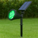 7W Yeşil Işıklı Solar LED Bahçe Armatürü – Güneş Enerjili Kazıklı & Duvar Montajlı Çim Aydınlatma Lambası – 7 LED, IP65, 90 Lümen, 140x270x95 mm