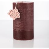 7X12 Gül Taşlı Bordo Silindir Mum