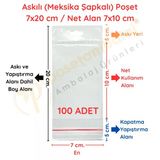 7X20 Cm (Kapalı Hali 7X10 Cm) 100 Adet Askılı Poşet - Meksika Şapkalı Vitrin