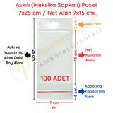 7X25 Cm (Kapalı Hali 7X15 Cm) 100 Adet Askılı Poşet - Meksika Şapkalı Vitrin