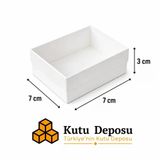 7x7x3 cm Asetat Kapaklı Takı Kutusu - Beyaz (DEMONTE) (50 ADET)