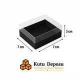 7x7x3 cm Asetat Kapaklı Takı Kutusu-Siyah (DEMONTE) (50 ADET)