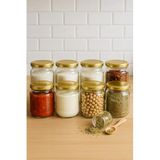 8 Adet 425 ml Metal Konserve Kapaklı Yoğurt, Sosluk, Baharatlık, Menemen 425 cc Cam Kavanoz - Gold