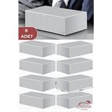 8 Adet Antrasit Çizgili Büyük Boy Baza Altı ve Çekyat Hurç - 65X45X22 cm - Organizer - Gri - 65 x 44