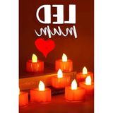 8 Adet Dekoratif Pilli Led Mum Seti, Kalp Kırmızı Renk, 4 Cm Boyut