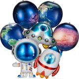 8 Adet Galaksi Uzay Balonları Büyük Dış Uzay Karikatür Balonları Şişme Roket Astronot Dünya Uzay Gemisi Gezegen Balonları Uzay Temalı Parti Malzemeleri Galaksi Doğum Günü Partisi Fotoğraf Kabini için