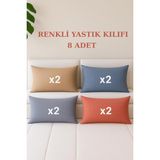8 Adet Kapaklı Yastık Kılıfı 4 Farklı Renk - 0 - Siyah - Option-1